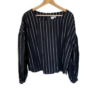 GAP Black and Silver Striped Blouse - Large